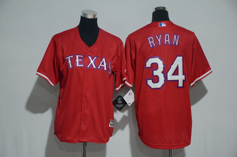 Youth 2017 MLB Texas Rangers #34 Ryan Red Jerseys->youth mlb jersey->Youth Jersey